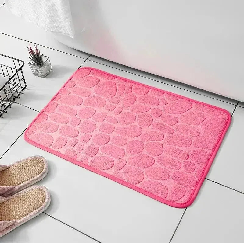 Embossed Microfiber Anti Slip Pebble Bath Mat