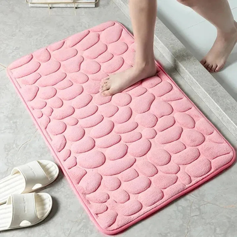 Embossed Microfiber Anti Slip Pebble Bath Mat